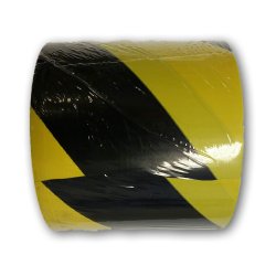 Gulvtape sort/gul 100 mm x 33 M