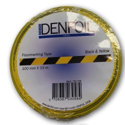 Gulvtape sort/gul 100 mm x 33 M