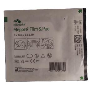 Mepore film + pad, Vasket�tplaster med s�rpude 2,5 x 4 cm, steril 5 x 7 cm