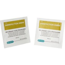 Alkoholswab, 82% ethanol, 0,5% klorhexidin, gul, 30x60mm, pakke med 100 stk.