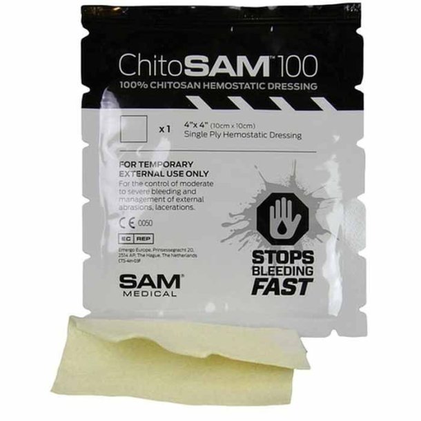 Chito-SAM 100 hmostatisk bandage - 10 x 10 cm