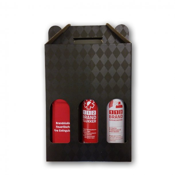112 brandslukker, isoleret taske til brandslukker og imprgneringsspray i gaveske