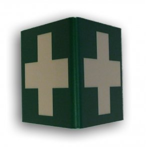 Efterlysende vinkelskilt i plast - 7,5x7,5 cm - Frstehjlpstaske