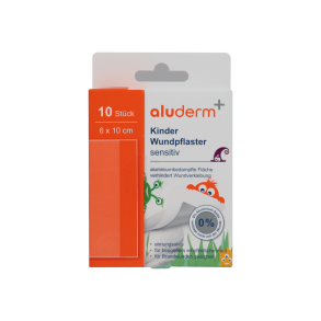 Aluderm b�rneplastre - til sensitiv hud 6 cm. x 10 cm pk. med 10 stk.