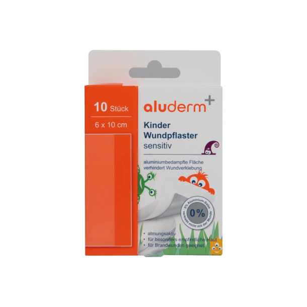 Aluderm b�rneplastre - til sensitiv hud 6 cm. x 10 cm pk. med 10 stk.