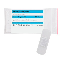 Aluderm�- aluplast elastiske plastre, 50 stk. 2,5 x 7,2 cm. 