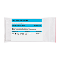 Aluderm�- aluplast elastiske plastre, 50 stk. 2,5 x 7,2 cm. 