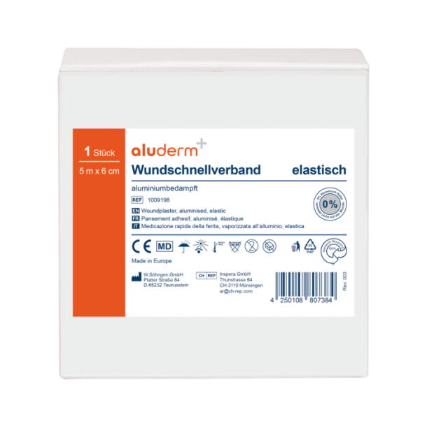 Aluderm plasterrulle 5 M x 6 cm til afklip