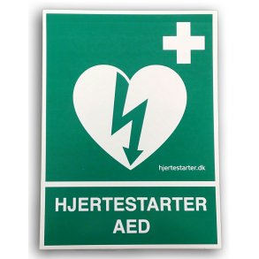 Klistermrke til placering ved AED/hjertestarter