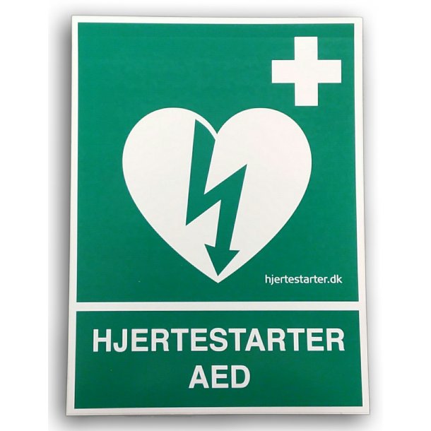 Klistermrke til placering ved AED/hjertestarter