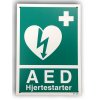 Enkeltsidet skilt til placering ved AED/hjertestarter i aluminium