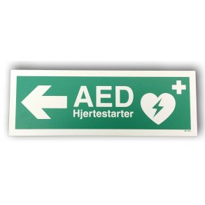 Pileskilt til hjertestarter i aluminium - venstrepil