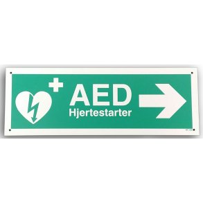 Pileskilt til hjertestarter i aluminium - hjrepil